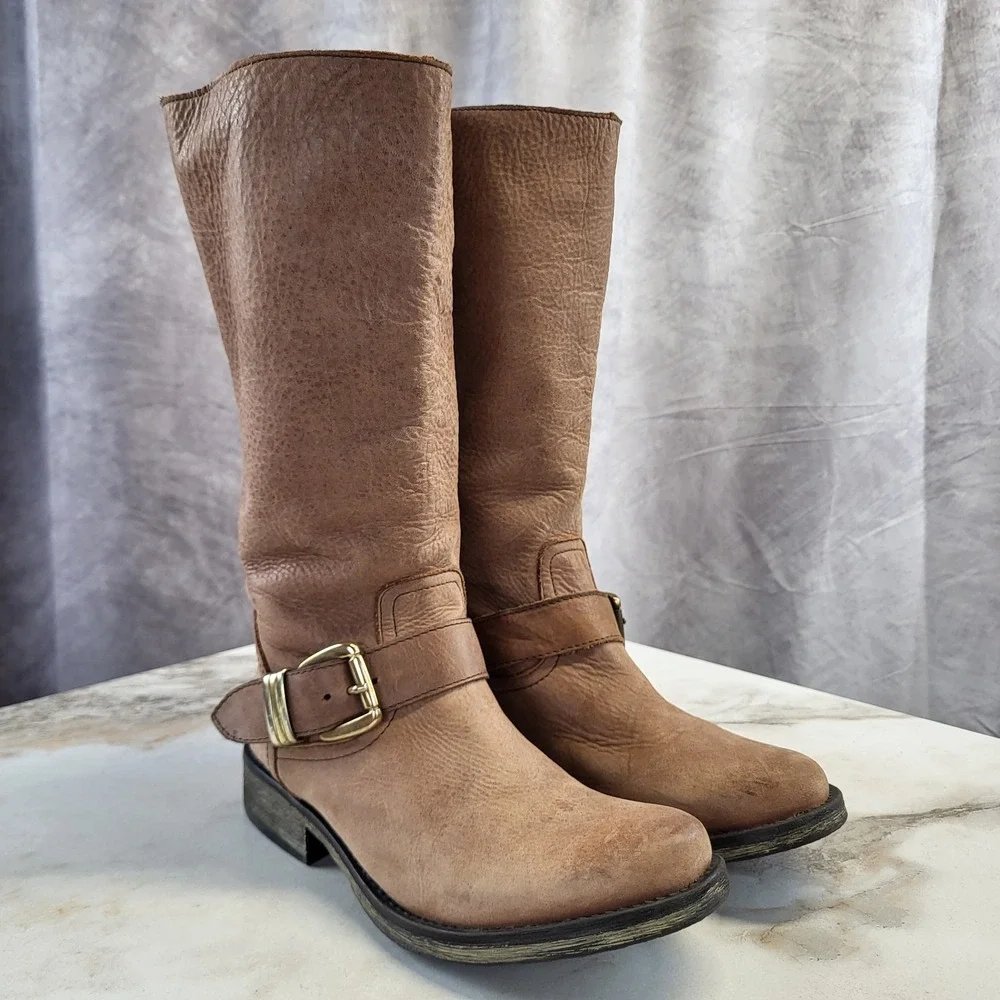 Steve Madden FYZZLE Knee Hight Biker Boots Women's Size 7M Brown